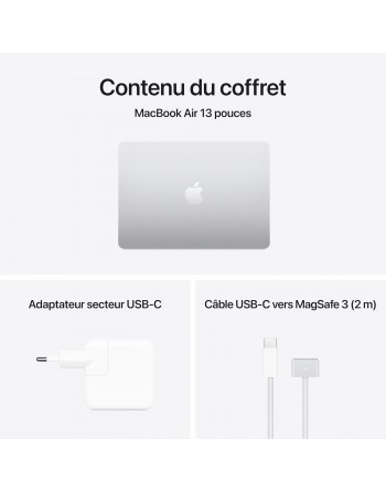 Apple MacBook Air 13'' M4 16 Go RAM 512 Go SSD CPU 10 cœurs GPU 10 cœurs Argent Nouveau