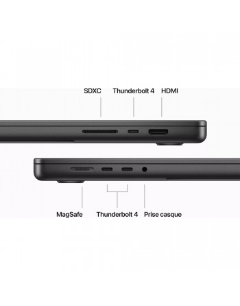 Apple MacBook Pro 16" M3 Max 64 Go RAM 2 To SSD CPU 16 cœurs GPU 40 cœurs Noir Sidéral
