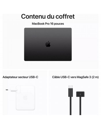 Apple MacBook Pro 16" M3 Max 64 Go RAM 2 To SSD CPU 16 cœurs GPU 40 cœurs Noir Sidéral