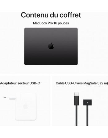 Apple MacBook Pro 16" M3 Max 128 Go RAM 8 To SSD CPU 16 cœurs GPU 40 cœurs Noir Sidéral