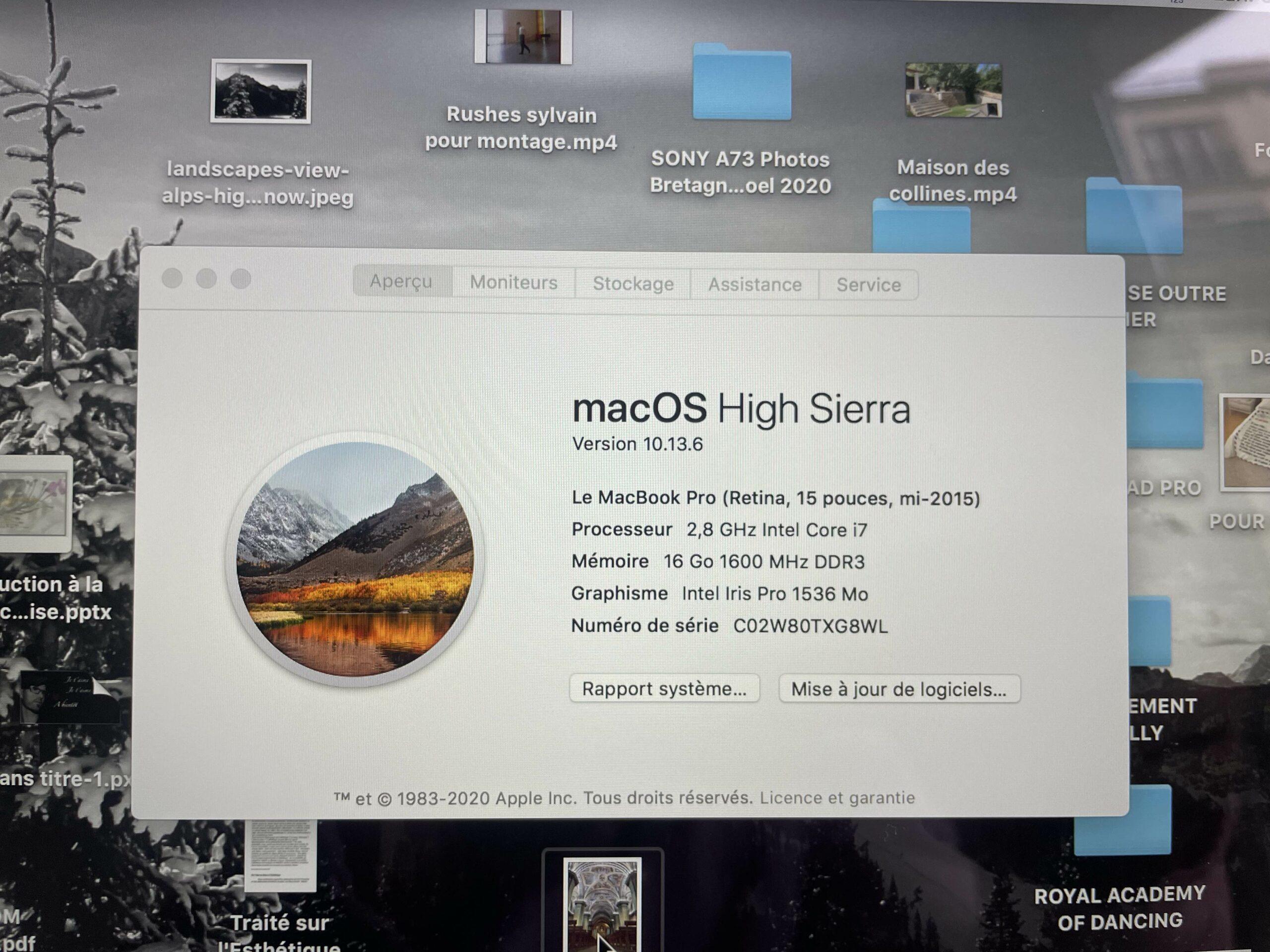 MacBook Pro rétina 15 pouces en parfait état (2,8GHz Intel Core I7) 16go