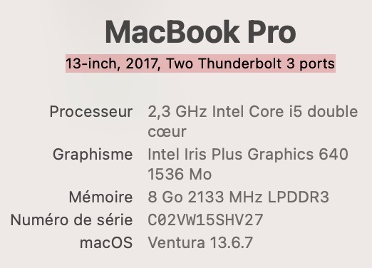 MacBook Pro – 3-inch, 2017, Two Thunderbolt 3 ports – Cadeau de l'année