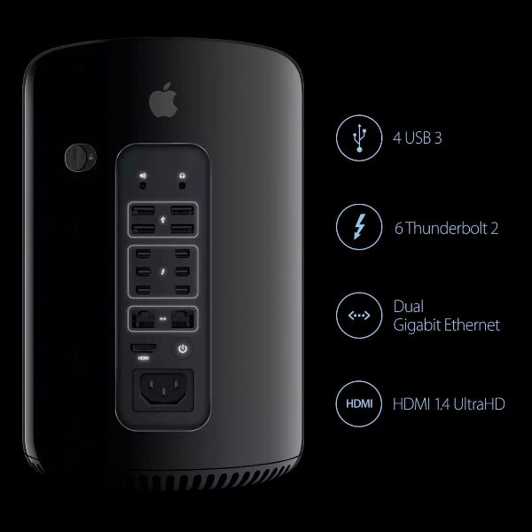 Apple Mac Pro 6,1 – 3 GHz 8 cœurs – 64 Go RAM – 2 To SSD – Dual AMD FirePro D700